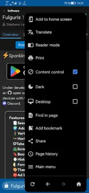 Fulguris Web Browser android App screenshot 12