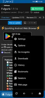 Fulguris Web Browser android App screenshot 13